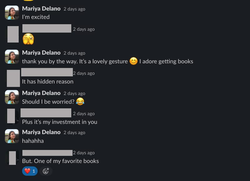 A snippet of our actual conversation about this book.